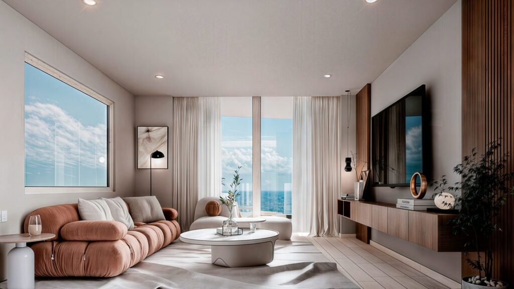 Sala con vista al mar – Artemisa Beach Residence