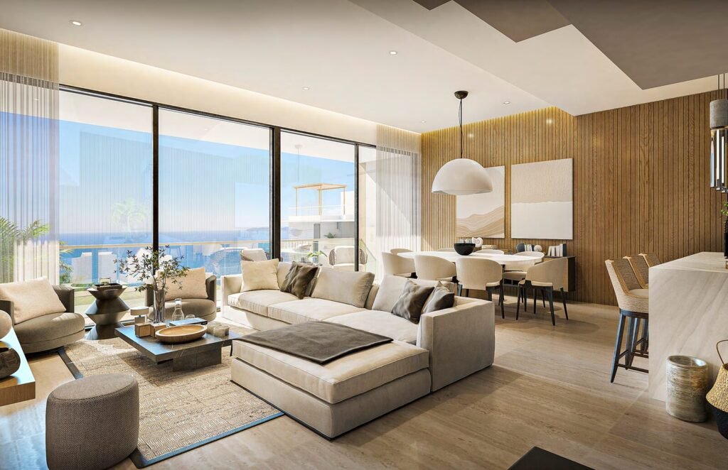 Sala con vista a la marina – Aruba Grand Marina