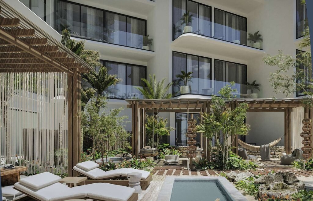 Terraza con alberca privada en planta baja – Aruba Grand Marina